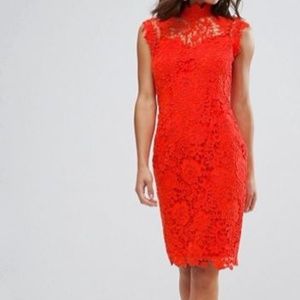 Asos Paper Dolls High Neck Lace Pencil Dress